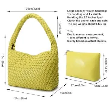 NOBLIFE Woven Bag for Women, Small Vegan Leather Summer Beach Purse, and Travel Handbags Ladies' Retro Chic Shoulder Bags (fruit green)
