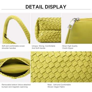 NOBLIFE Woven Bag for Women, Small Vegan Leather Summer Beach Purse, and Travel Handbags Ladies' Retro Chic Shoulder Bags (fruit green)