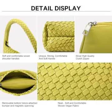 NOBLIFE Woven Bag for Women, Small Vegan Leather Summer Beach Purse, and Travel Handbags Ladies' Retro Chic Shoulder Bags (fruit green)