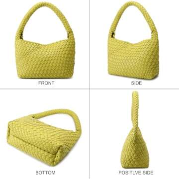 NOBLIFE Woven Bag for Women, Small Vegan Leather Summer Beach Purse, and Travel Handbags Ladies' Retro Chic Shoulder Bags (fruit green)