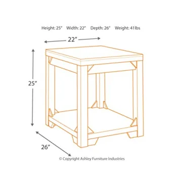 Ashley Fregine End Table with Shelf, Weathered White Finish