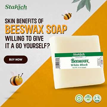Stakich White Beeswax Block - Natural, Cosmetic Grade - 1 Pound