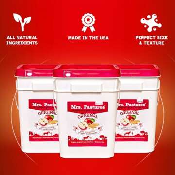 Mrs Pastures Cookies and Treats for Horses - Premium Horse Treats - Made with Apples, Oats, and Rolled Barley - Preservative Free - All Natural Ingredients - No Corn or Soy - Made in USA - (32oz Jar)