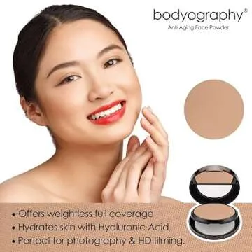 Bodyography Anti Aging Face Powder (Medium Dark): Matte Oil-Free Salon Foundation Powder Makeup w/ Vitamin E, C & Antioxidants | Gluten-Free, Cruelty-Free, Paraben-Free