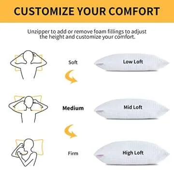 HOMBYS Extra Firm Bed Pillows for Sleeping, Shredded Memory Foam Pillows King Size, for Side, Back, Stomach Sleepers,Viscose Made from Bamboo Cooling Cover