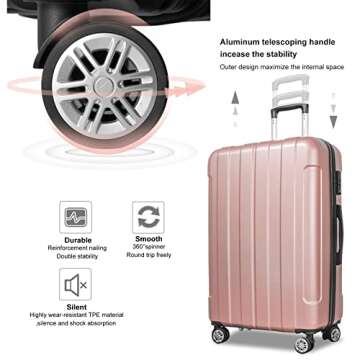 FOCHIER Hardshell Luggage Sets of 3 pcs, PC+ABS Hardside Lightweight Fashion PC+ABS Suitcase Set with Spinner Wheels & TSA Lock (20/24/31 inch),