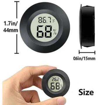 Meggsi 2 Pack Mini Digital Hygrometer Gauge Indoor Thermometer, LCD Monitor Temperature Outdoor Humi...