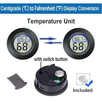 Meggsi 2 Pack Mini Digital Hygrometer Gauge Indoor Thermometer, LCD Monitor Temperature Outdoor Humidity Meter for Greenhouse Jars Incubators Guitar Case, Fahrenheit (℉) or Celsius(℃)