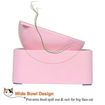 UPSKY Raised Cat Food Water Bowl Elevated Cat Bowl with Detachable Stand, No Slip Pet Food Feeder Bowl, 0-30°Adjustable Tilted Cat Dog Dish Bowl Stress-Free, Protecting Spine (Pink)