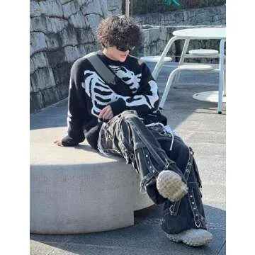 Yimoon Oversized Graphic Knitted Sweater for Men