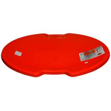 KL Outdoor 26” Red Snow Saucer – Plastic Disc Sled with Handles for Thrilling Rides with Family and Friends – Snowflake Design Perfect for Snowy, Downhill Sledding Fun