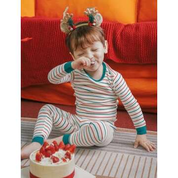 AVAUMA Baby Boys Girls Pajamas Sets 6M-10Y Kids Cute Toddler Christmas Stripe Pattern Design Pjs Cotton Sleepwear (ST Red Green Ivory/GreenCuff.3T)