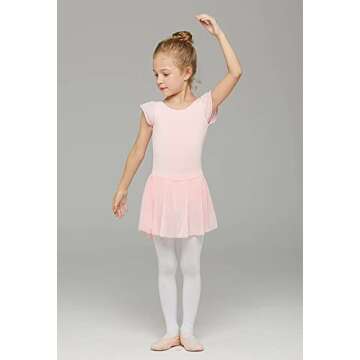 MdnMd Ballet Leotards for Girls Toddler Dance Ballerina Leotard Outfit with Skirt Dresses Tutu (Ballet Pink/Age 2-4T)