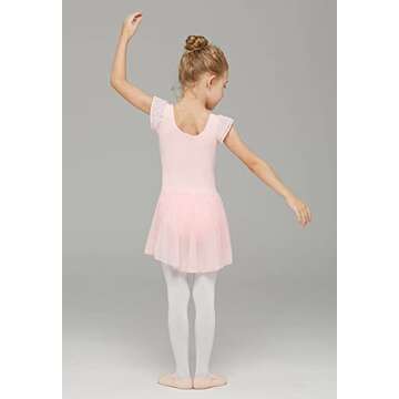 MdnMd Ballet Leotards for Girls Toddler Dance Ballerina Leotard Outfit with Skirt Dresses Tutu (Ballet Pink/Age 2-4T)