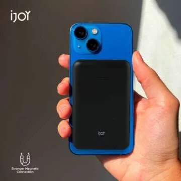 iJoy Magnetic Power Bank- 5000 MAH Portable Charger Power Bank Compatible with Magsafe– Wireless Charger with Lightning/USB/USB C Ports- Wireless Charger Power Bank and Magnetic Battery Pack