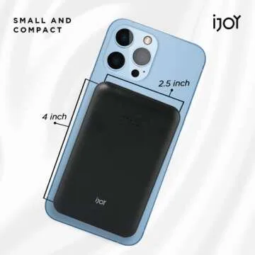 iJoy Magnetic Power Bank- 5000 MAH Portable Charger Power Bank Compatible with Magsafe– Wireless Charger with Lightning/USB/USB C Ports- Wireless Charger Power Bank and Magnetic Battery Pack
