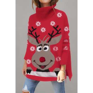 LILLUSORY Oversized Turtleneck Pullover Sweaters Womens 2024 Long Tunic Sweater Winter Trendy Casual...