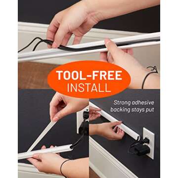 ECHOGEAR Cord Cover Kit - Easy Peel & Stick Cable Organizer