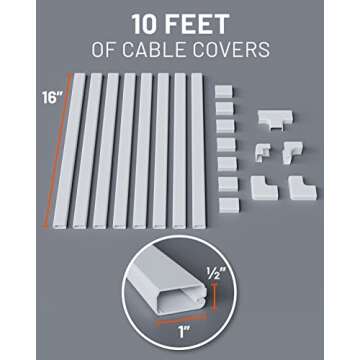 ECHOGEAR Cord Cover Kit - Easy Peel & Stick Cable Organizer