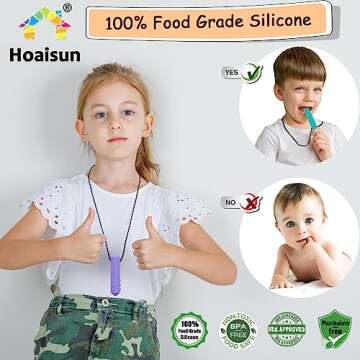 Chew Necklaces for Sensory Kids, 8 Pack Chewy Necklace Sensory Boys and Girls with Autism, ADHD, SPD...