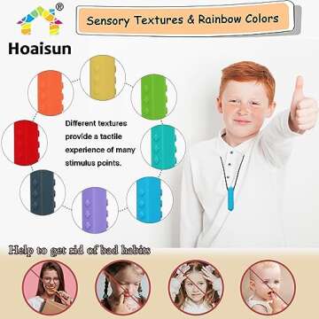 Chew Necklaces for Sensory Kids, 8 Pack Chewy Necklace Sensory Boys and Girls with Autism, ADHD, SPD, Biting, Silicone Teething Necklace Oral Chew Toys for Adults Reduce Chewing Anxiety Fidget