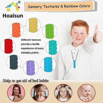 Chew Necklaces for Sensory Kids, 8 Pack Chewy Necklace Sensory Boys and Girls with Autism, ADHD, SPD, Biting, Silicone Teething Necklace Oral Chew Toys for Adults Reduce Chewing Anxiety Fidget