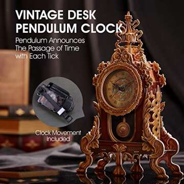 CubicFun 3D Puzzle for Adults Kids Pendulum Desk Clock Model Kit, Vintage Table Clocks Craft Kits, Foam Board Clocks for Living Room Decor and Birthday Gifts for Women Men, 128 Pieces