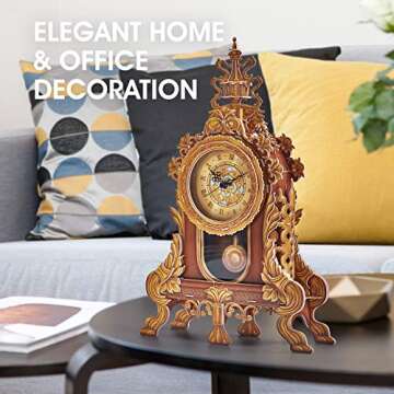 CubicFun 3D Puzzle for Adults Kids Pendulum Desk Clock Model Kit, Vintage Table Clocks Craft Kits, Foam Board Clocks for Living Room Decor and Birthday Gifts for Women Men, 128 Pieces