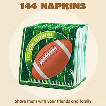 JOYIN 144 PCS Football Napkins Count Touchdown Football Game Day Themed Paper Napkins Football Party...