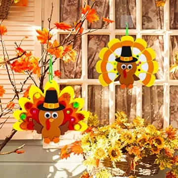 Winlyn Thanksgiving Turkey Ornaments Craft Kit for Kids
