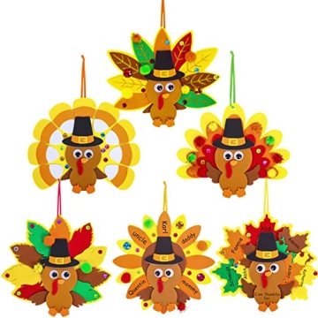 Winlyn Thanksgiving Turkey Ornaments Craft Kit for Kids