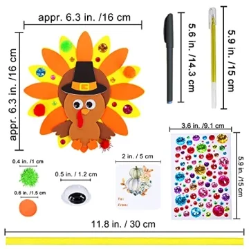 Winlyn Thanksgiving Turkey Ornaments Craft Kit for Kids
