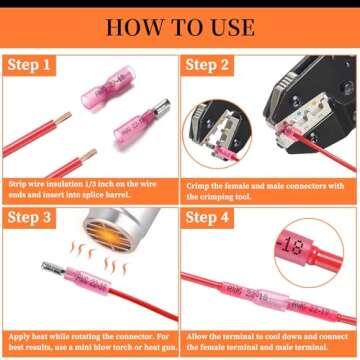 300PCS Heat Shrink Bullet Connectors, Camtek Heat Shrink Female & Male Bullet Butt Connector Insulated Waterproof Marine Crimp Automotive Electrical Bullet Connectors Wire Splice Terminals Kits