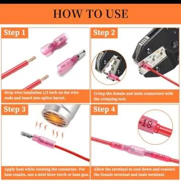 300PCS Heat Shrink Bullet Connectors, Camtek Heat Shrink Female & Male Bullet Butt Connector Insulated Waterproof Marine Crimp Automotive Electrical Bullet Connectors Wire Splice Terminals Kits