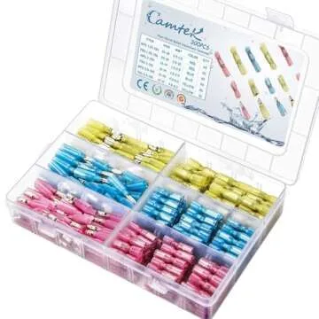 300PCS Heat Shrink Bullet Connectors, Camtek Heat Shrink Female & Male Bullet Butt Connector Insulated Waterproof Marine Crimp Automotive Electrical Bullet Connectors Wire Splice Terminals Kits