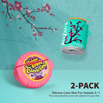 [2Pack] Cute Airpod Case for Airpod 2/1,3D Cartoon Kawaii Food Bubble Gum & Drink Airpods Cover Desi...
