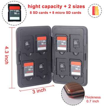 SD Card Case, Aluminum Memory Card Holder, Memory Card Case Organizer Storage for SD Cards, Micro SD Cards, SDHC SDXC TF UHS-I, Brown