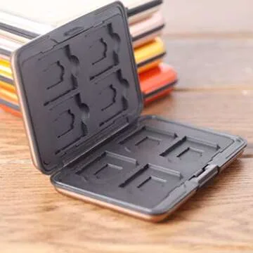 SD Card Case, Aluminum Memory Card Holder, Memory Card Case Organizer Storage for SD Cards, Micro SD Cards, SDHC SDXC TF UHS-I, Brown