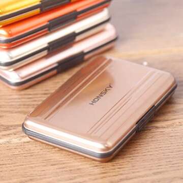 SD Card Case, Aluminum Memory Card Holder, Memory Card Case Organizer Storage for SD Cards, Micro SD Cards, SDHC SDXC TF UHS-I, Brown