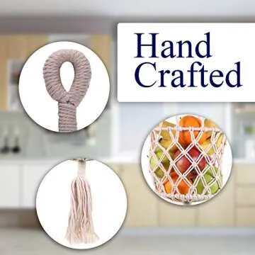 Macrame Hanging Fruit Basket for Bohemian Kitchen Decor