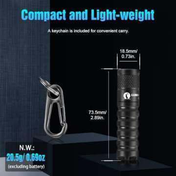 LUMINTOP EDC15 Keychain Flashlight 760 Lumens Mini EDC Flashlight 80 Hours Burn Time, 5 Modes, IPX8 Waterproof Torch Floodlight for Everyday Carry, Camping, Hiking