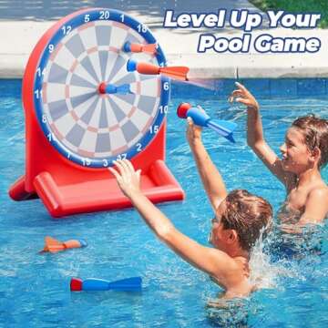 iPlay, iLearn Kids Swimming Pool Toys, Inflatable Floating Dart Board Water Game, Toddler Indoor Out...
