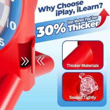 iPlay, iLearn Kids Swimming Pool Toys, Inflatable Floating Dart Board Water Game, Toddler Indoor Outdoor Yard Playset, Cool Summer Family Party Birthday Gift 3 4 5 6 7 8 10 12 Years Old Boys Girl Teen