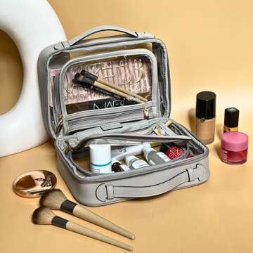 JAZD Clear Makeup Bag Toiletry Bag for Women Cosmetic Case Large Capacity Travel Make Up Bag Organiz...