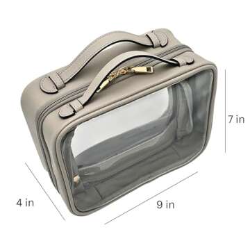JAZD Clear Makeup Bag Toiletry Bag for Women Cosmetic Case Large Capacity Travel Make Up Bag Organizer Transparent Storage Compartment TSA Approved (GRAY)