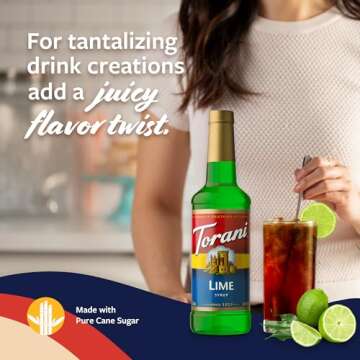 Torani Lime Syrup for Drinks, Flavoring for Iced Tea, Limeade, and Sodas, Pump Included, 25.4 Oz