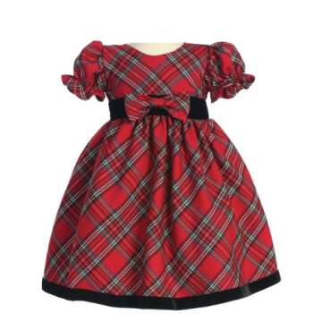 Special Occasion Holiday Christmas New Year Girl’s Red Plaid Dress Toddler 2T