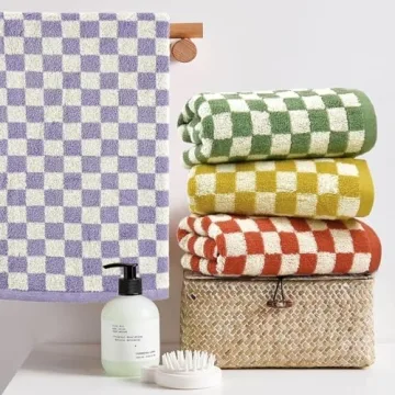 Jacquotha Hand Towels for Bathroom 4 Pack, Cotton Face Towels Soft Absorbent for Spa Bath Gym Kitchen, Hand Towel Set Decorative Checkered, 13 x 29 Inches, 4 Colors