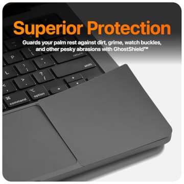 UPPERCASE GhostShield Premium Palm Rest Protector Skin Cover Set, Scratches and Wear Protection, Compatible with MacBook Pro 14" 2024 2023 2021 M4/M3/M2/M1 Pro/Max (Space Gray)