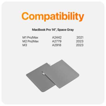 UPPERCASE GhostShield Premium Palm Rest Protector Skin Cover Set, Scratches and Wear Protection, Compatible with MacBook Pro 14" 2024 2023 2021 M4/M3/M2/M1 Pro/Max (Space Gray)